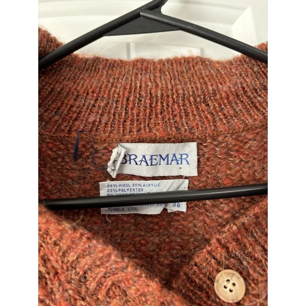 BRAEMAR Long Sleeve Orange Wool Pullover Knit Sweater Men's Size 36